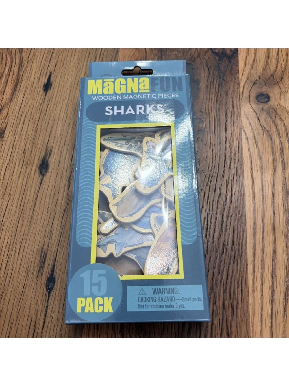 BRAND NEW-Bendon Magna Fun WOODEN Magnetic Sharks of North America 15 pack